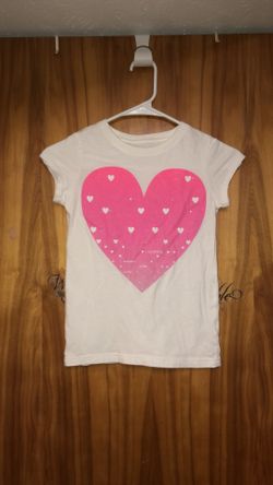 Kid’s size medium (7-8) pink love heart shirt with rhinestones