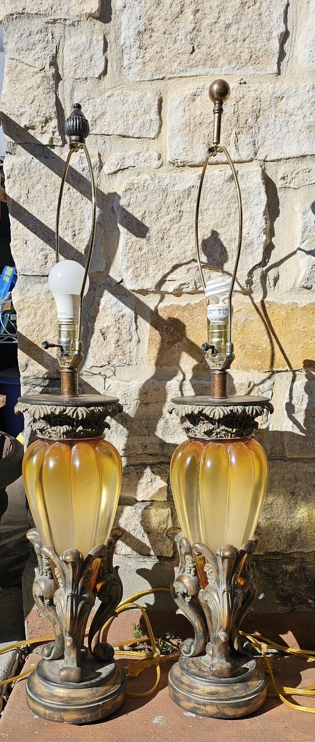 Mid-century Amber Colored Lamps