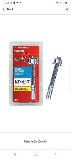 Red Head
1/2 in. x 4-1/4 in. Steel Hex-Nut-Head Concrete Wedge Anchors (10-Pack