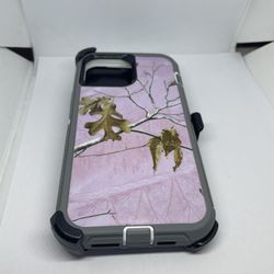 For iPhone 13 Pro Max Pink Camouflage Belt Clíp Case 