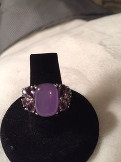 Lavender Jade & Amethyst Ring Sz: 7