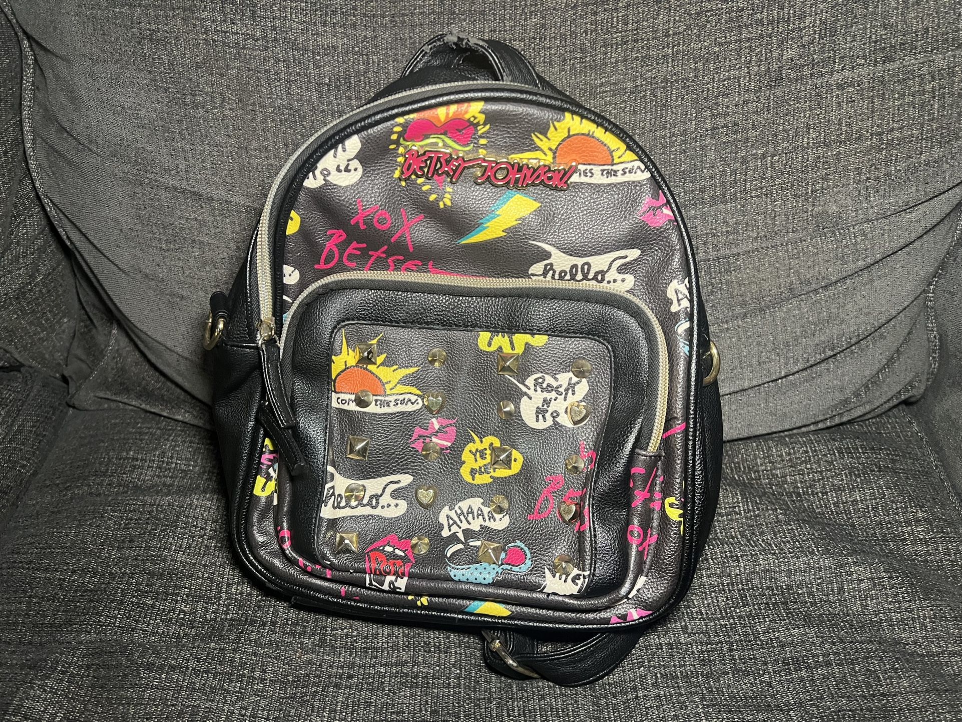 Betsy Johnson Leather Mini Backpack With Studs