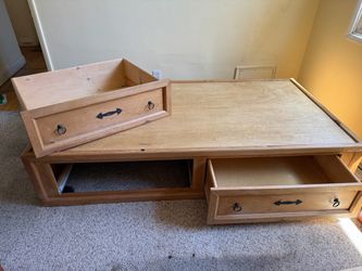 Wooden Platform Bed Frame with two big storage.