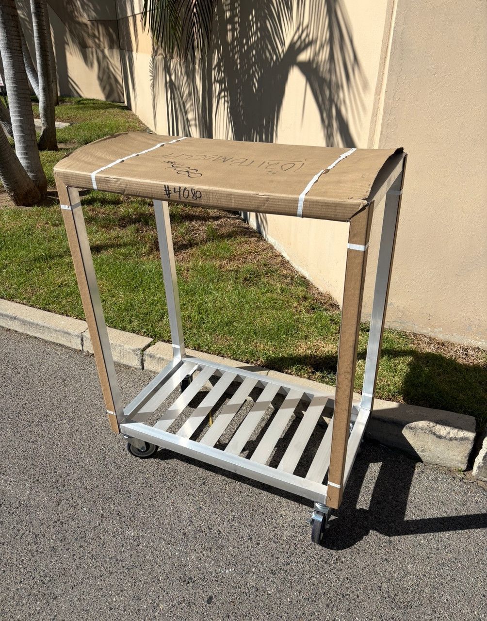 NEW 36" All Welded Aluminum 2 Shelf Cart on Wheels New Age Industrial 1021TBM5CLPP #4080