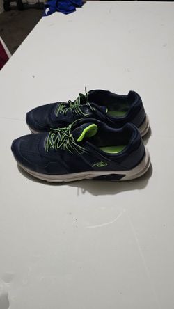 Navy Blue with green tennis shoes