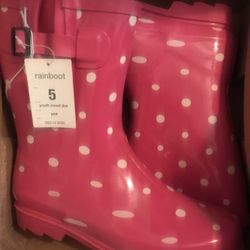 Polka Dot Rain Boots (Brand new) $8 size 5 girls