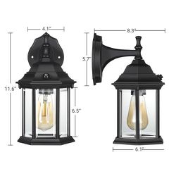 DEWENWILS 2 Pack Dusk to Dawn Outdoor Wall Lantern, Matte Black Outdoor Wall Light Wall Mount, Weatherproof Porch Light Wall Sconce Lamp for Garage Do