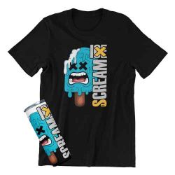 Funny Reaction Custom Design Gift Set with Graphic T-Shirt and Tumbler, Black, Ice Cream Popsicle Theme