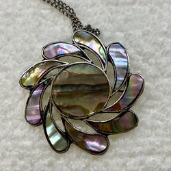 Vintage Abalone And Sterling Pendant And Brooch