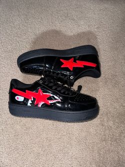A Bathing Ape Bapesta Low Sneakers Black Red size 11