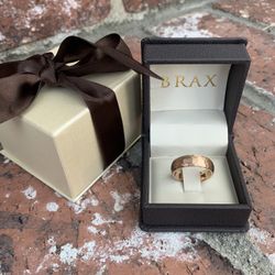  Rose Gold Tone Hammered Brushed Dome Style Tungsten Carbide Ring Width 6mm