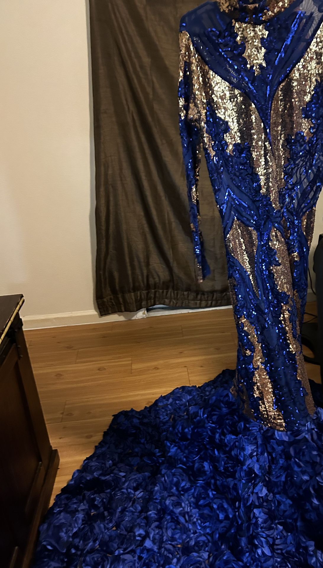 Royal Blue Gold Prom Dress