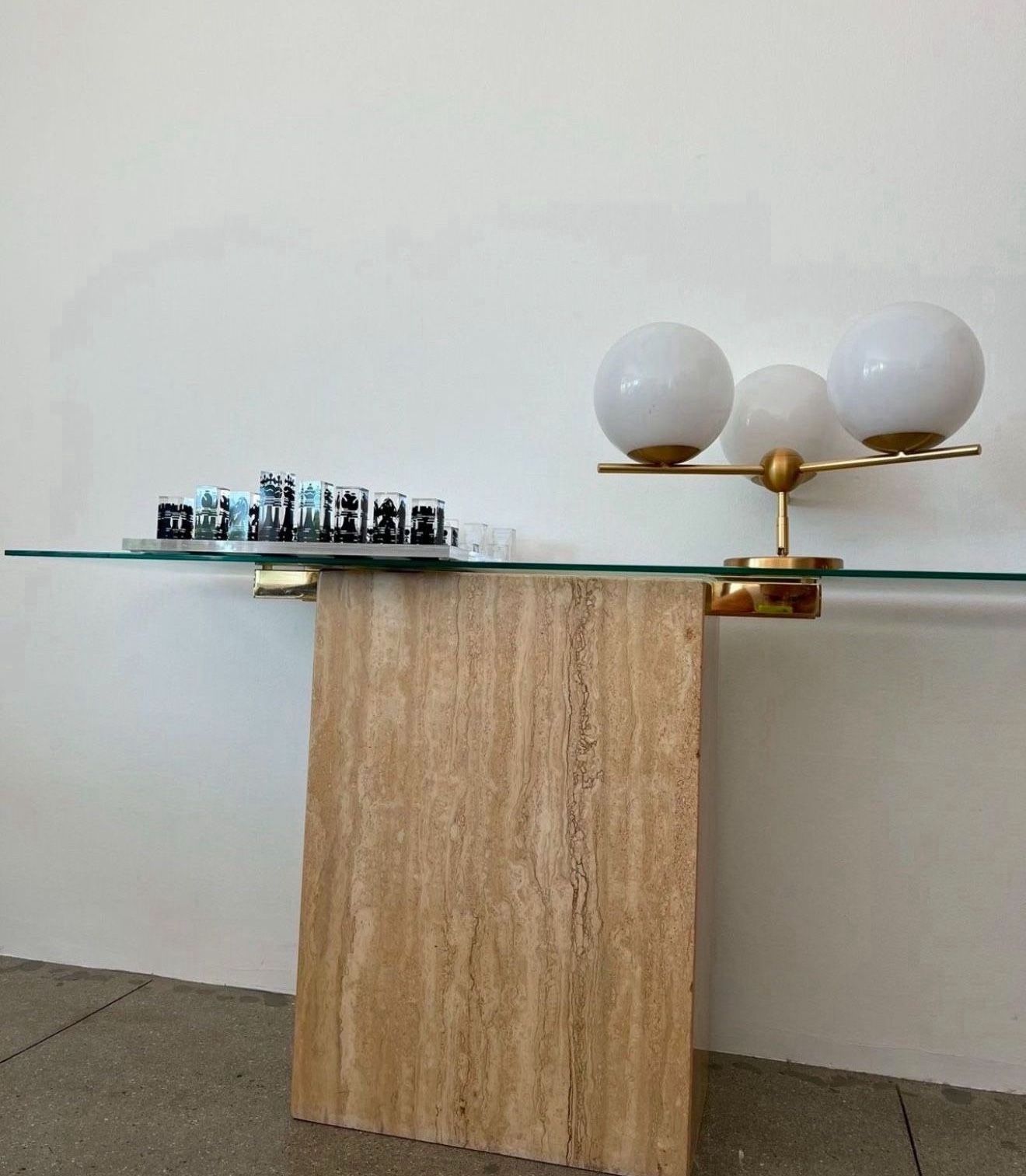 Travertine Console Table