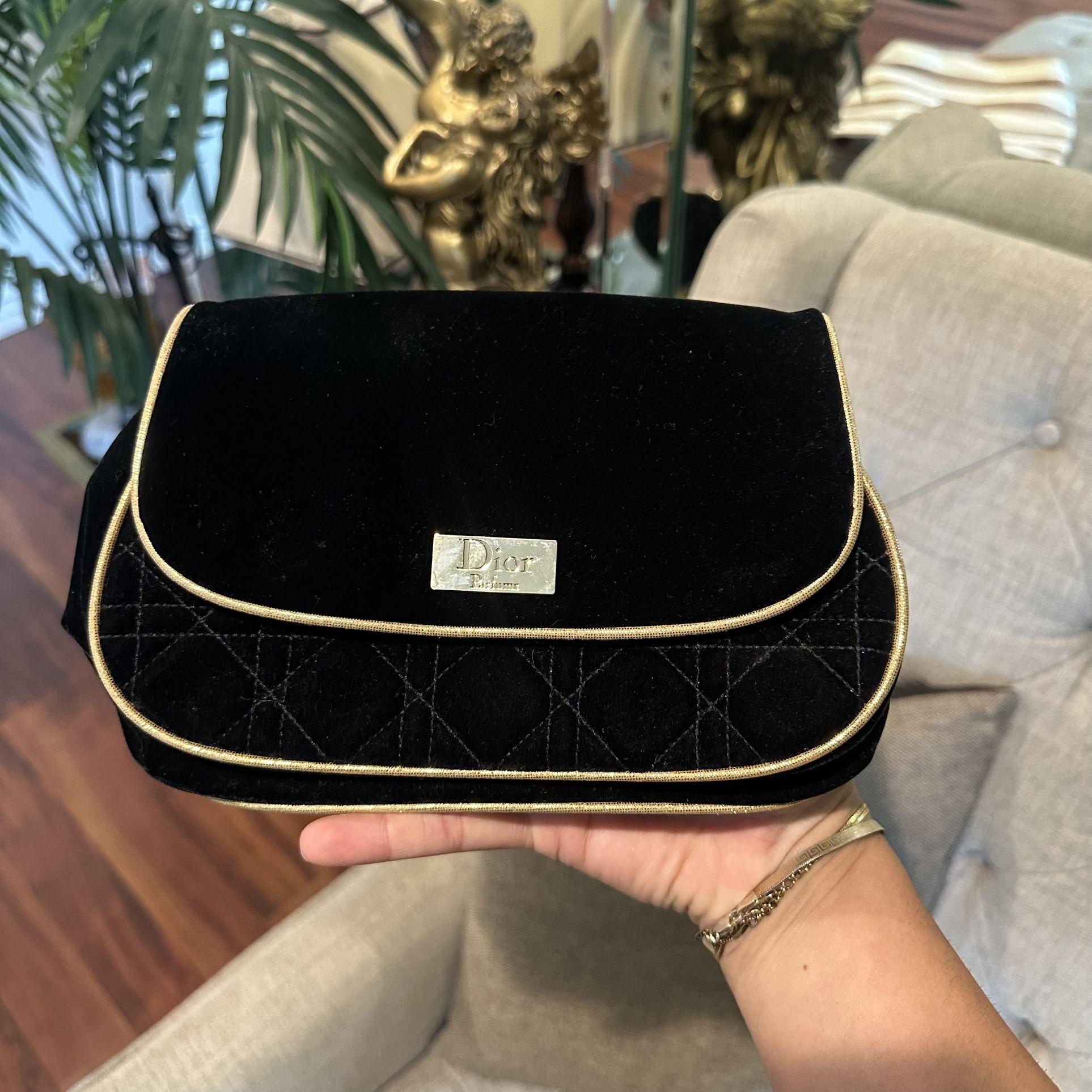 Beautiful Dior Black & Gold Makeup / Clutch Bag