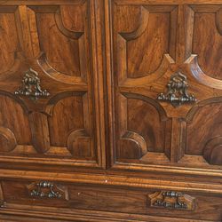 Antique Armor with drawers and storage area on top. Real Wood