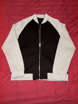 Magaschoni Mens Gray & Black Bomber Jacket Size Medium (M) Full Zip