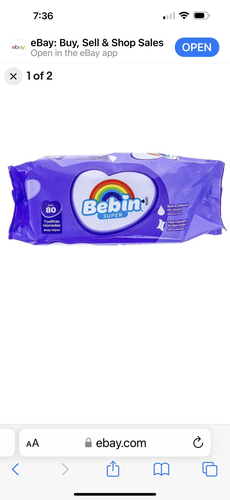 Bebin Super Baby Wipes 18 packages with 80 wet wipes each