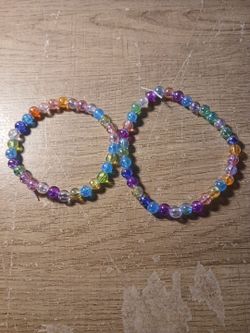 Multicolor Glass Bead Stretch Bracelets – Set of 2