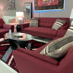 Red Color Living Room Set; Sofa, Love Seat, Chair ❤️🔥 We have 2 store Norfolk and Chesapeake