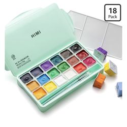 HIMI Gouache Paints Set, 18 Colors, 30g, jelly gouache paint set, Non Toxic Paint for Canvas and Paper, Art Supplies for Professionals, and More (Gree