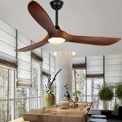 (357)
Farmhouse Ceiling Fans with Lights, 60 inch Outdoor Ceiling Fan for Patios with Light, 3 Blades Wood Ceiling Fan Damp Rated Large Airflow Commer
