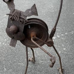 Vintage Metal Dog Lifting Leg To Pee Lawn Garden Ornament Art Sculpture 