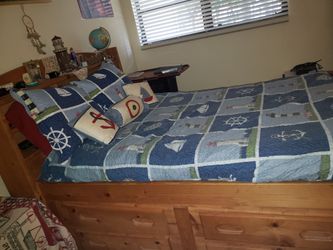 Queen Size Bed Frame, Headboard & Drawers