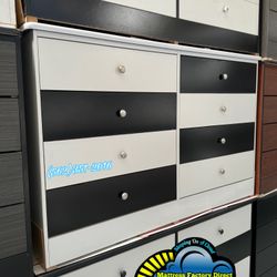 White with Black Dresser Eight Drawer Chest New Cajonera Nueva 
