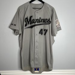 Chiba Lotte Marines Japan Baseball Jersey Grey Mike Fyhrie Authentic Player Issue