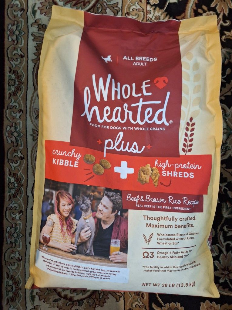 Wholehearted Dog Food 29lb Bag Beef & Brown Rice Recipe Best By 2026