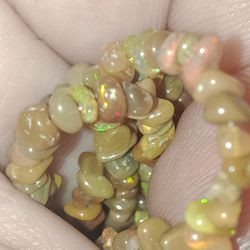 10pcs. Pre Drilled Natural Ethiopian Opal Beads Flashy Drilled Rough Tumble Gemstones