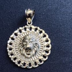 14k Solid Gold Lion Pendant