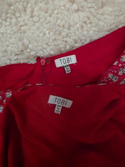 Tobi Red Ditsy Floral 2pc Crop Top & Ruffle Shorts Set Women's S/M
