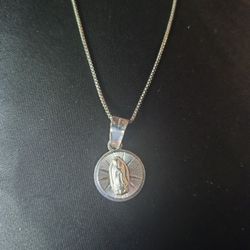 Silver Neackles W Virgin Mary Pendant 