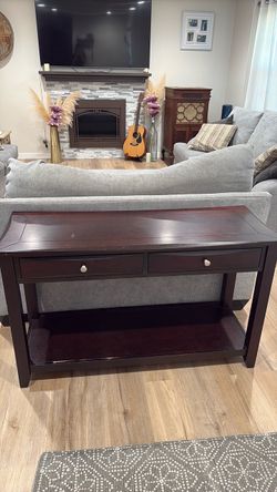 Dark Brown Console/Sofa Table – 2 Drawers + Shelf – $100 OBO