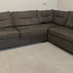 2 Piece Sectional Sofa / Couch / Chaise Charcoal Gray Tufted By Ashley Furniture