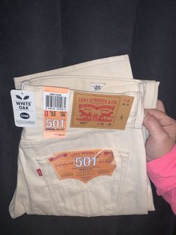 32 36 Levi 501 Jeans Off White Oak Shrink to Fit
