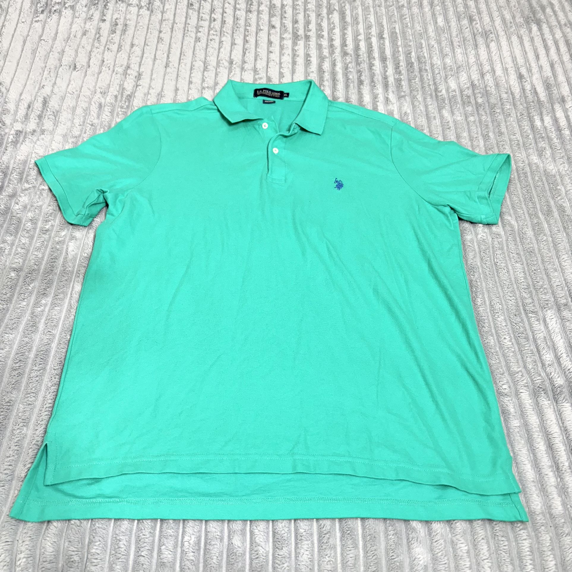 US Polo Assn Performance Pique Luxury Feel Men's XL  Polo Turquoise/Green