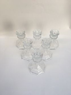 Vintage of six candle sticker holder set crystal