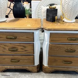 Oak Matching Nightstands And Tall Boy Dresser