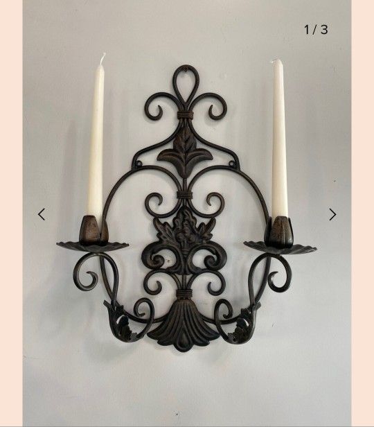 Vintage Black Rod Iron Candle Holder