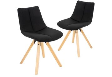 Set of 2 Black Fabric Dining Chairs
