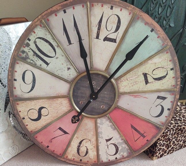 Large Colorful Wall Clock.  New 29" Diam.