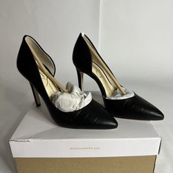 JESSICA SIMPSON PARYN BLACK LEATHER HIGH HEELS- POINTED TOE PUMPS SIZE 5M