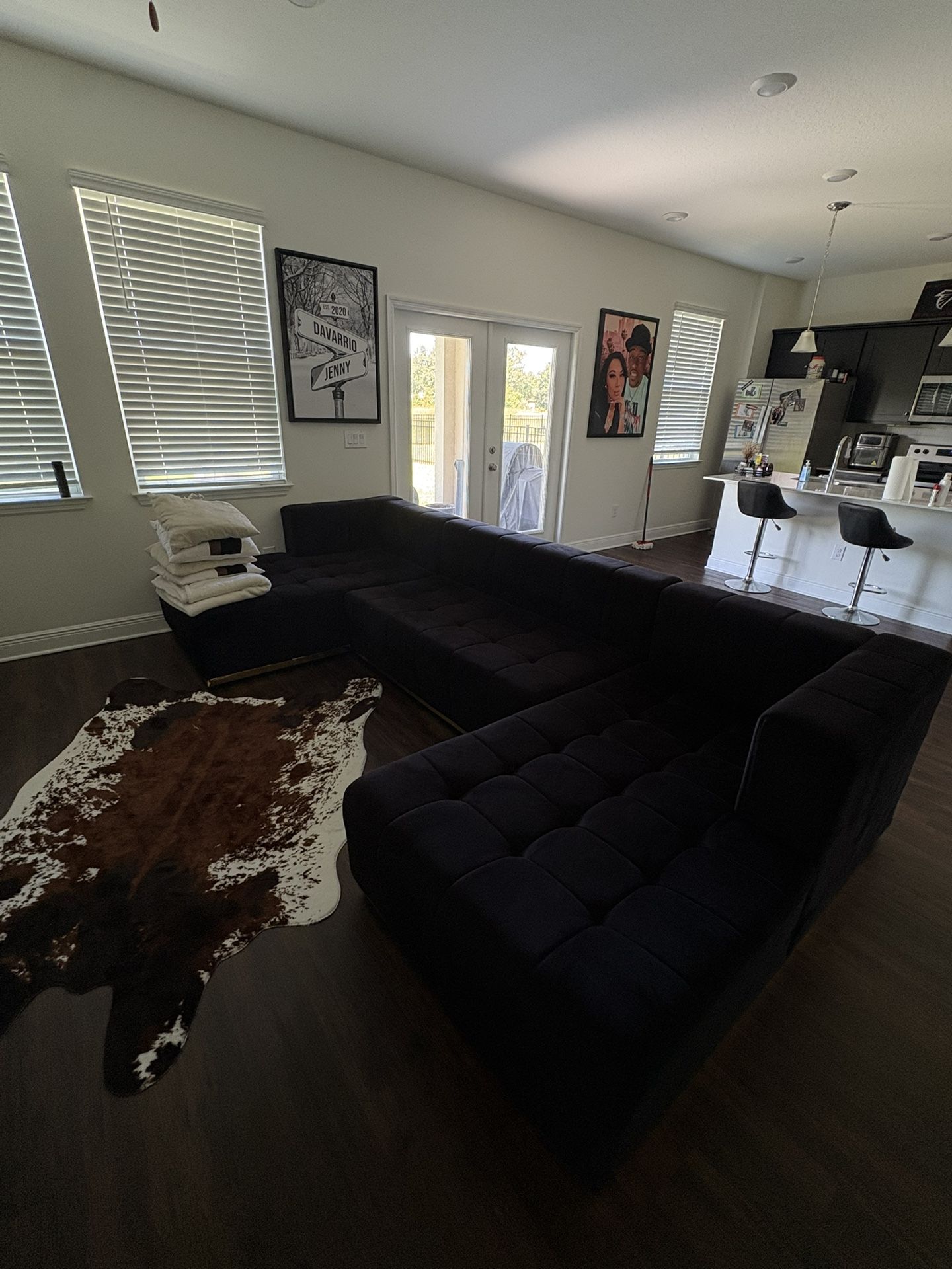 Black Suede Sectional