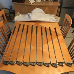 Ping ISI-K White Dot 10 Piece Iron Set excellent condition RH 37-40.5”- KT Stainless Shafts Set- 2,3,4,5,6,7,8,9, Pitching Wedge & Sand Wedge Made in 