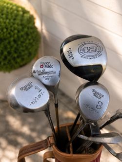 TaylorMade Driver & Woods + Wilson Irons + Golf Bag - $60