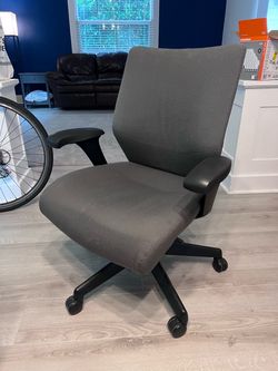 Gray Fabric Office Chair with Armrests