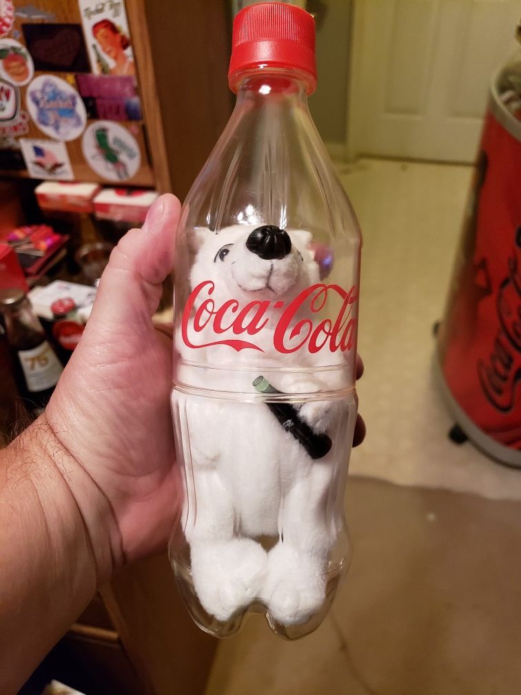 Coca-Cola bottle bank with polar bear and side bottle NEW