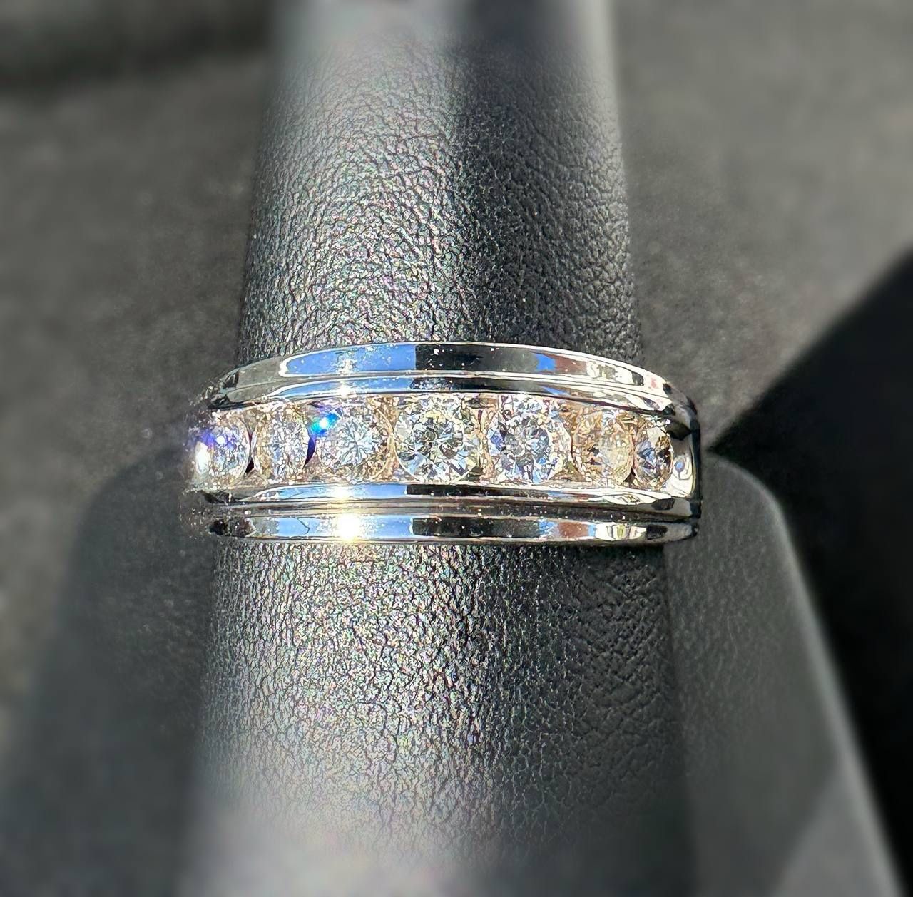 Jewelry 10k white gold 1.50CTW Natural Diamond Wedding Band Channel Set Ring sz 9.50